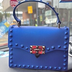 Blue Studded Handbag